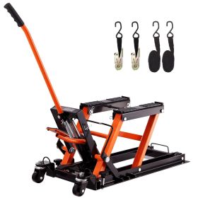 VEVOR Steel Hydraulic Motorcycle Jack Stand, 1500 LBS ATV Scissor Lift Jack, 4.7"-15" Scissor Lift Jack Stand with 4 Wheels