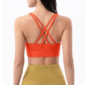 Nylon Top Women Bra Sexy Top Woman Breathable Underwear Women Fitness Yoga Sports Bra For Women Gym 22 Colors (Color: ORANGE, size: XL)